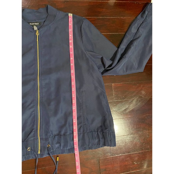 Ellen Tracy Blue Jacket Wind Breaker Zip Up Spring Fall Casual Size L - Picture 7 of 12